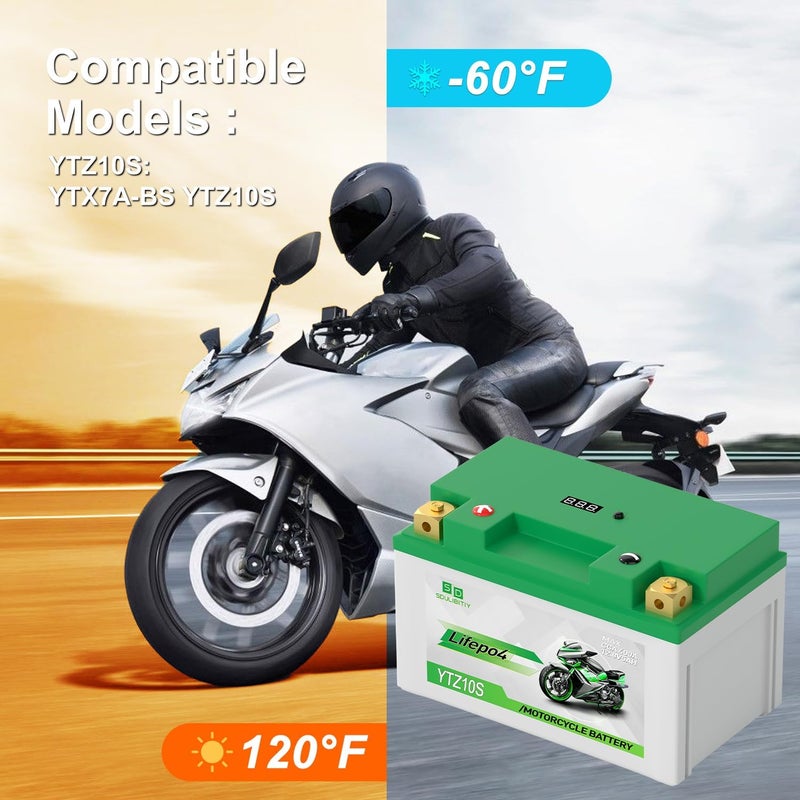 SDULIBITIY بطارية دراجة نارية ليثيوم LiFePO4 YTZ10S، 12 فولت 5Ah، 360-400CCA، مزودة بنظام إدارة البطارية، بطارية رياضية، للدراجات الرباعية، UTV، جت سكي، قوارب مائية شخصية، سكوتر ثلجي، رباعية. - Image 5